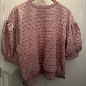 a new day Quilted Puff Sleeve crop Sweatshirt - Mauve